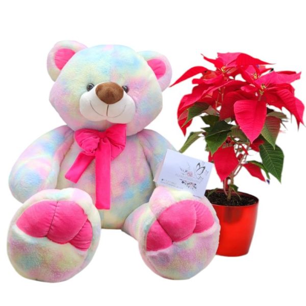 Flor de Pascua con oso de peluche gigante de 160 cm