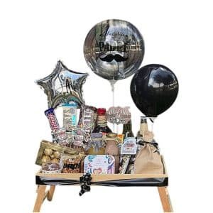 Sorpresa Dorada – Ancheta con Chocolates, Cervezas y Globos Personalizados