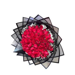 Buchón Imperial – 60 Rosas Rojas con Follaje Perla