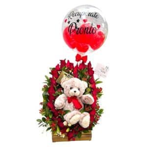 Corazón Cálido – 30 Rosas, Ferrero, Peluche y Globo Burbuja