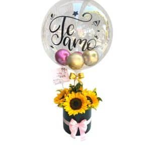 Brillo del Sol – Girasoles y Globo Burbuja