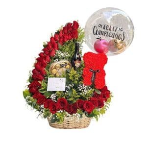 Bailarina de Amor – 45 Rosas, Ferrero y Globo Personalizado