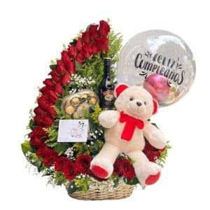 Bailarina de Ternura – 45 Rosas, Ferrero y Globo Personalizado