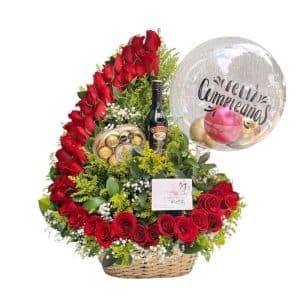 Bailarina Clásica – 45 Rosas y Globo Personalizado