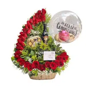 Bailarina Clásica – 45 Rosas y Globo Personalizado