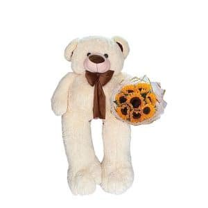 Peluche Gigante de 120 cm con 8 Girasoles y Papel Coreano
